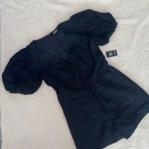 Linen Puff Sleeve Romper (Express)! NWT